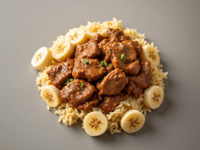 Rendang Daging dengan Batang Pisang