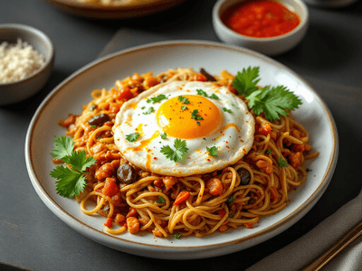 Lontong with Egg and Sambal