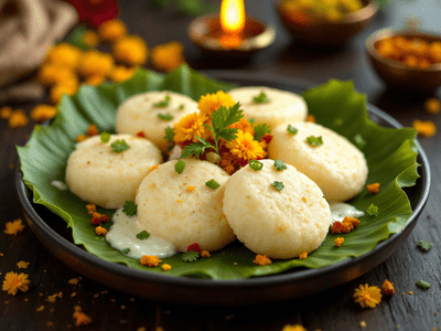 Tatte Idli with Coconut Chutney