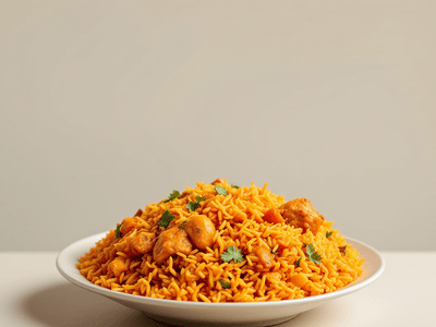 Red Rice with Chicken Curry