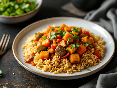 Nasi Dagang with Vegetable Curry