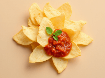 Kerepek ubi kayu dengan sos cili