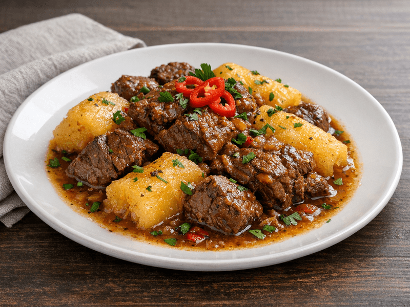 Carne com Mandioca