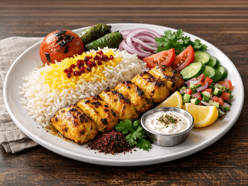 Persian Chicken Kabob Plate