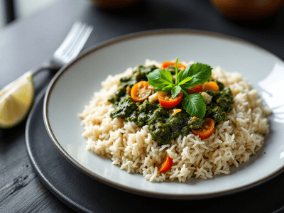 Rice with Spinach Gravy (Palak)
