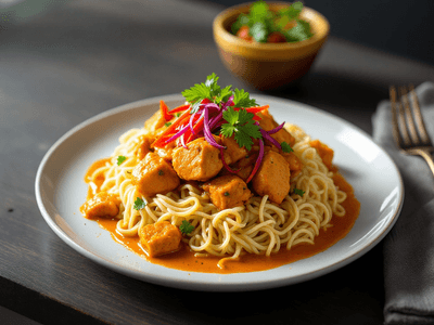 Lontong with Chicken Curry