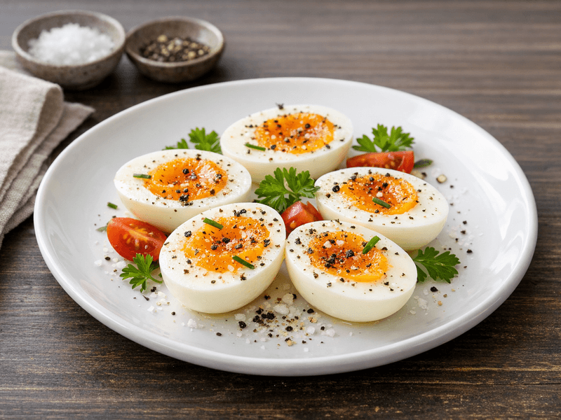 Boiled Egg with Salt and Pepper