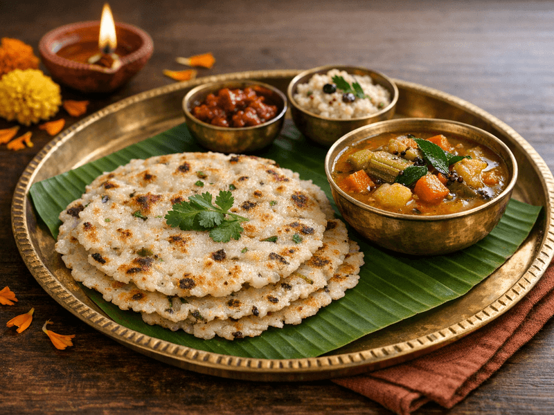 Akki Roti with Vegetable Sambar