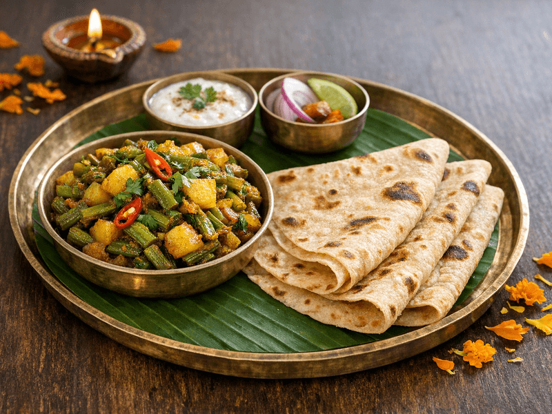 Aloo Gawar with Roti