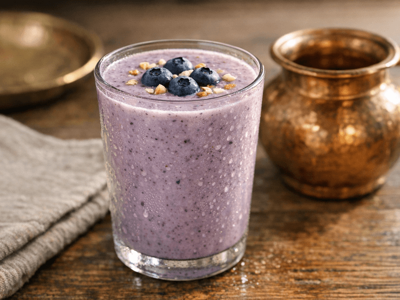 Banana Blueberry Smoothie with Milk
