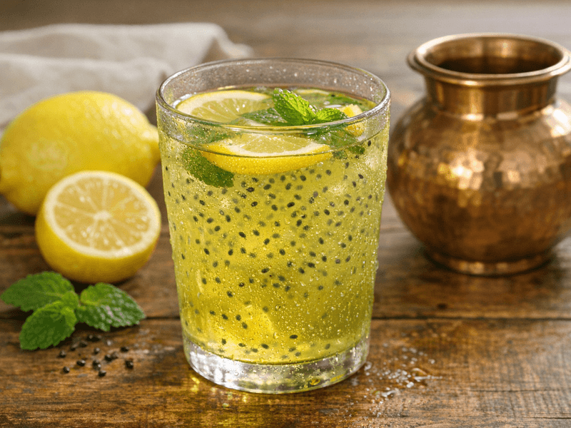 Basil Seeds Lemon Water