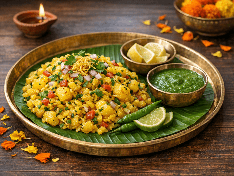 Bateta Pauva with Green Chutney