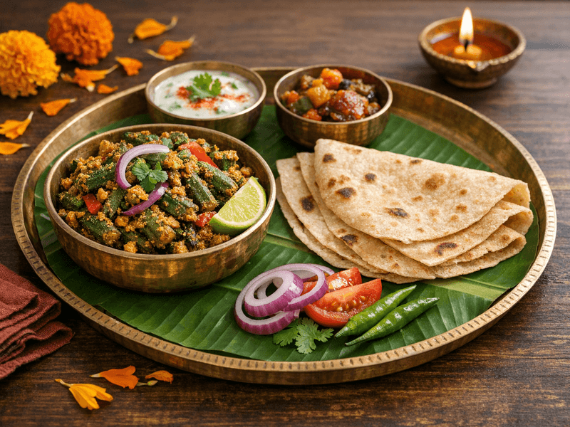 Besan Bhindi Sabji with Chapati