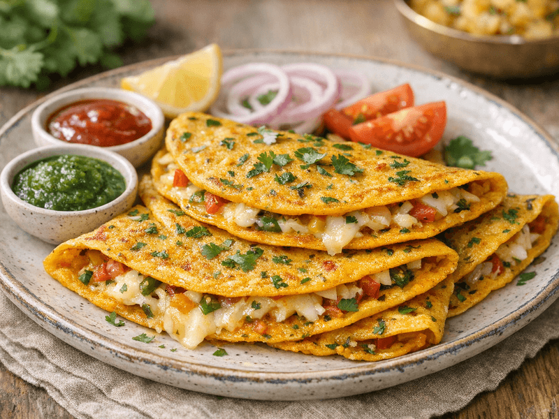 Besan Cheela with Cheese
