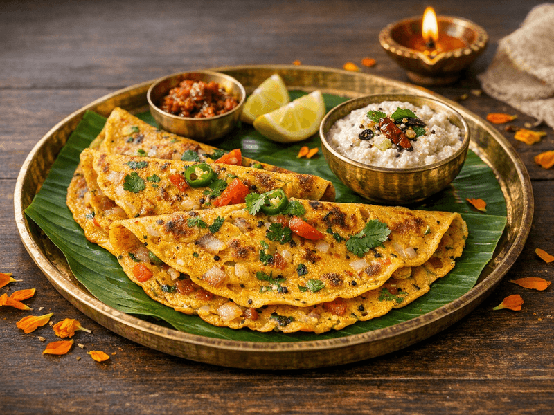 Besan Cheela with Coconut Chutney