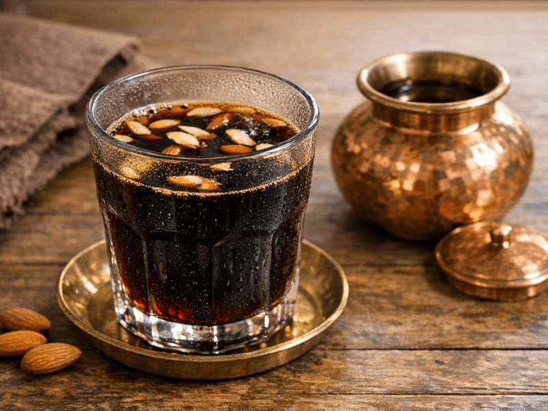 Black Coffee with Almonds