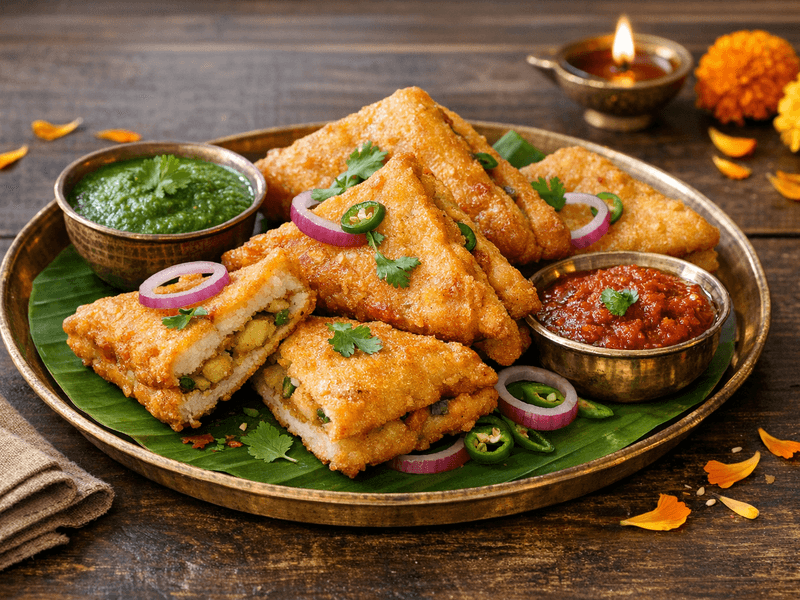 Bread Pakoda with Chutney