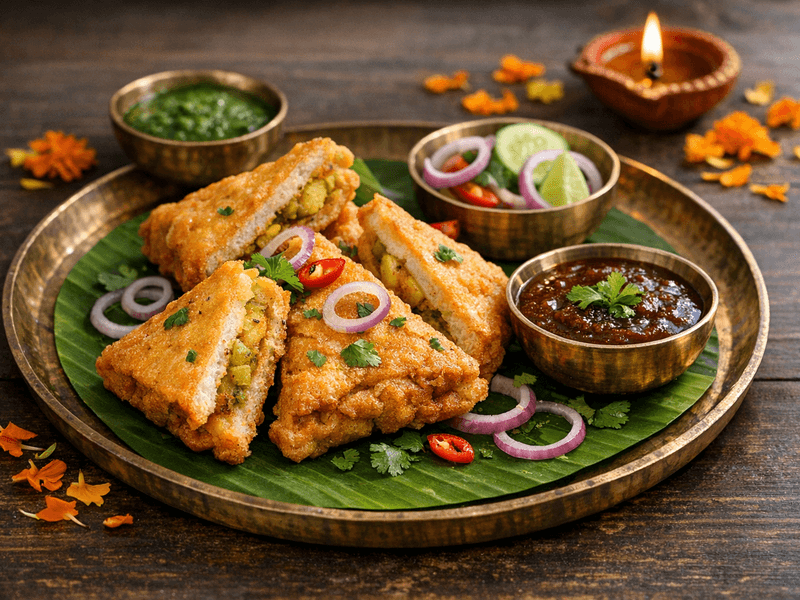 Bread Pakora with Tamarind Chutney