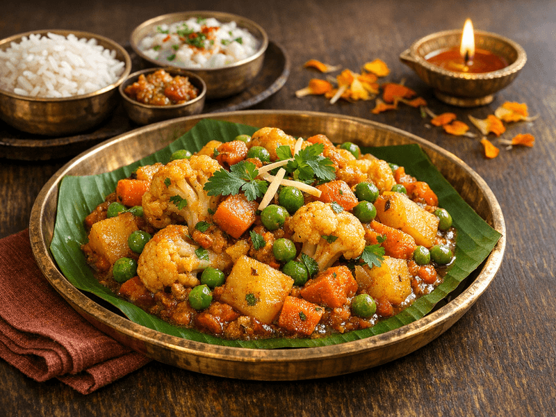 Cauliflower Carrot Peas Potatoes Curry