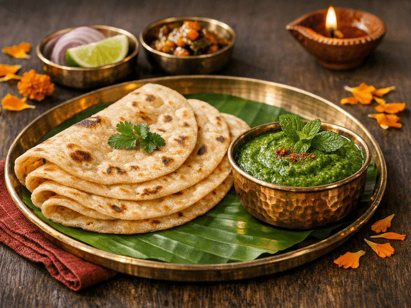 Chapathi with Mint Chutney