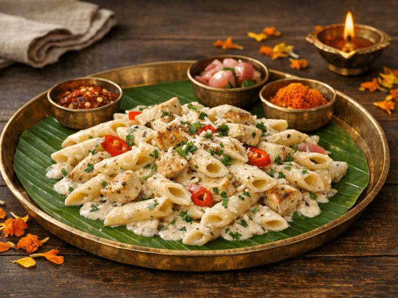 Chicken Pasta in White Sauce