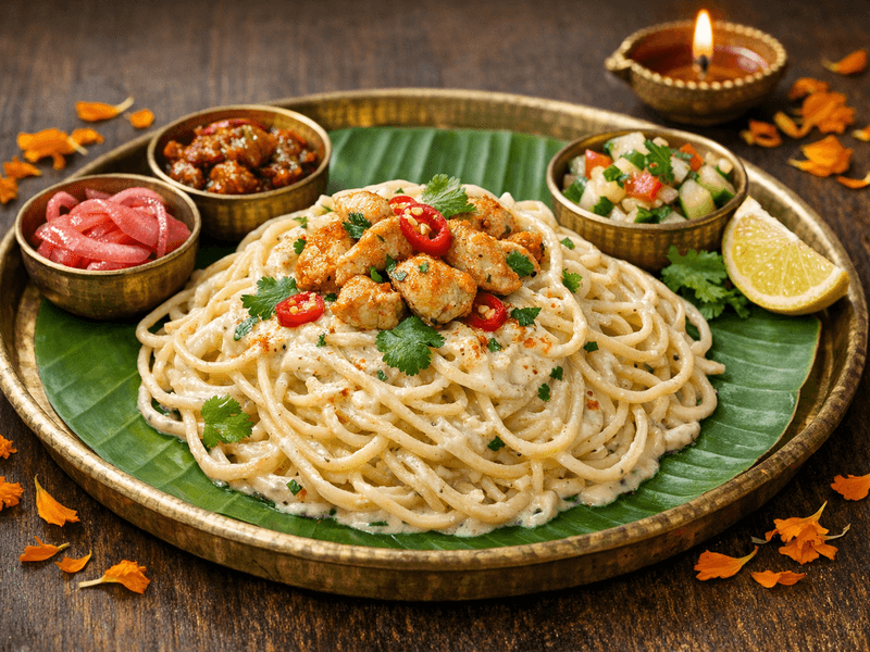 Chicken Spaghetti with White Sauce