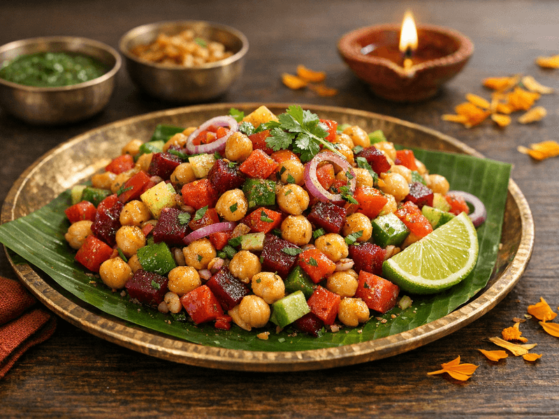 Chickpea Salad with Capsicum, Beetroot, Tomato, and Cucumber