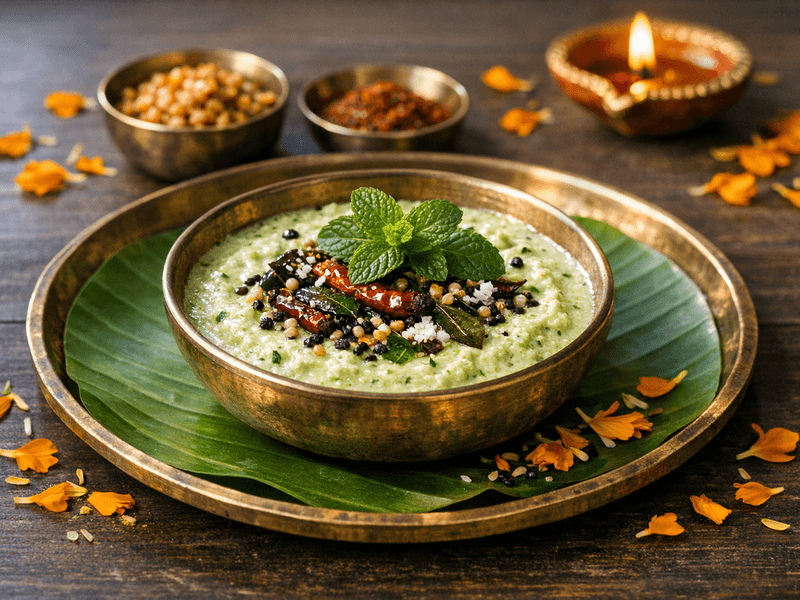 Coconut Chutney with Mint
