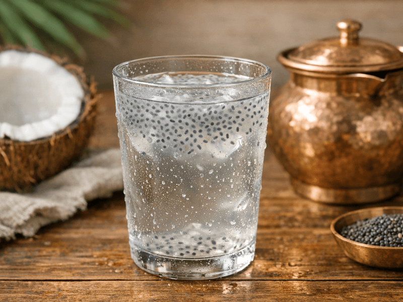 Coconut Water with Sabja Seeds