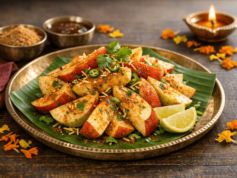 Cut Apple with Chaat Masala