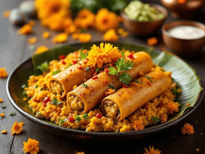 Daal Chilla with Stuffed Vegetables
