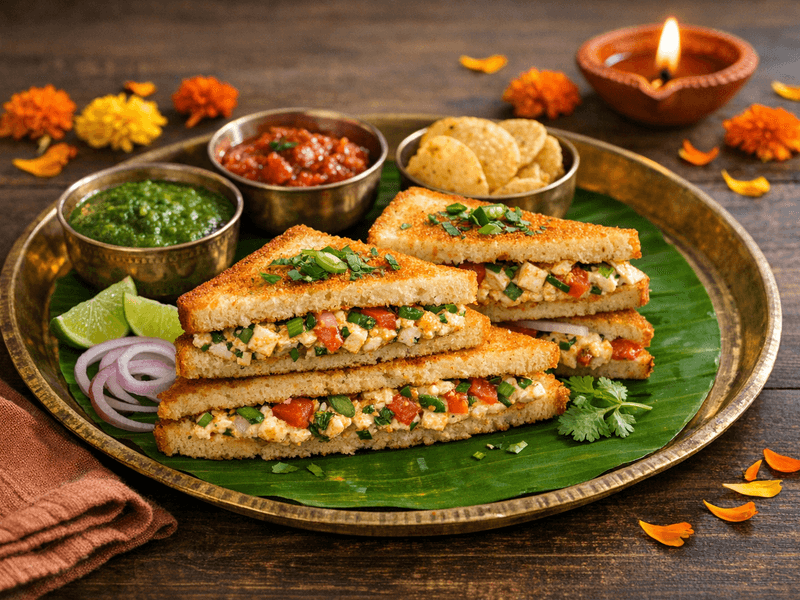 Dahi Sandwich with Tofu and Tomato