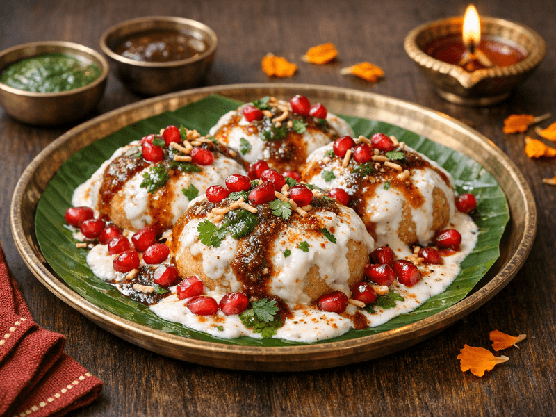 Dahi Vade with Pomegranate