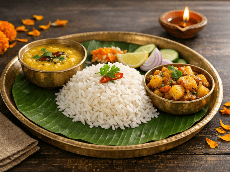 Dal Chawal with Potato Sabzi