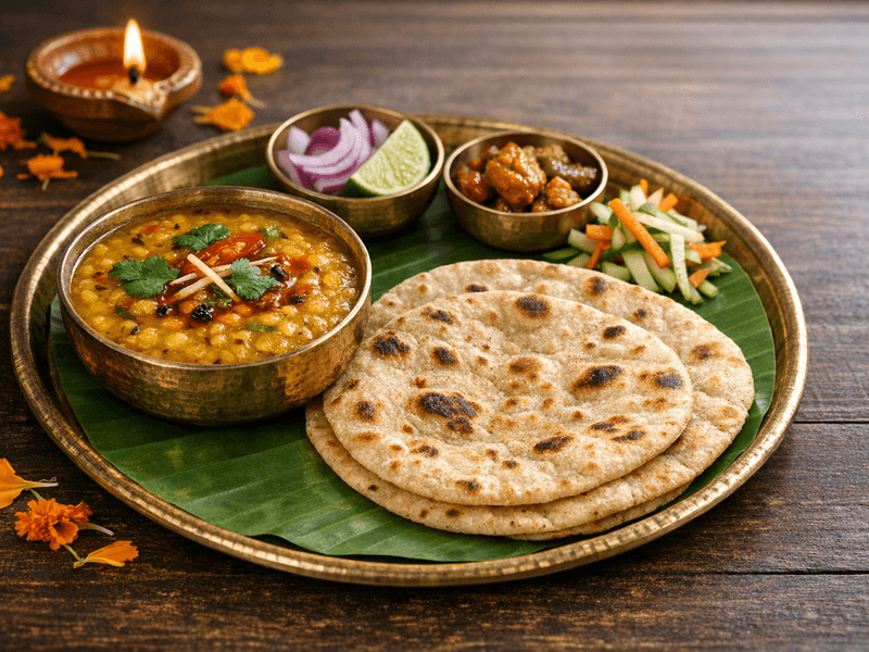 Dal with 2 Roti