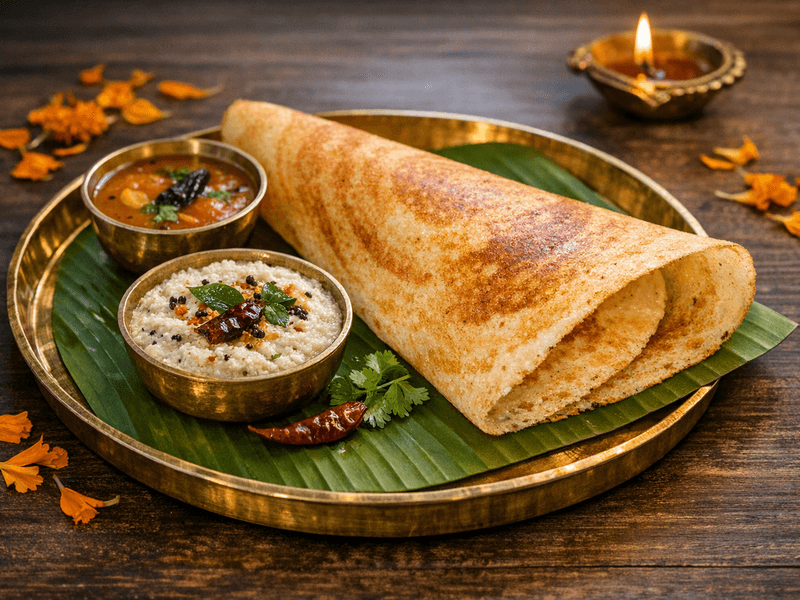Dosa with Coconut Chutney