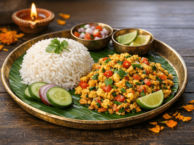 Egg Bhurji with Rice