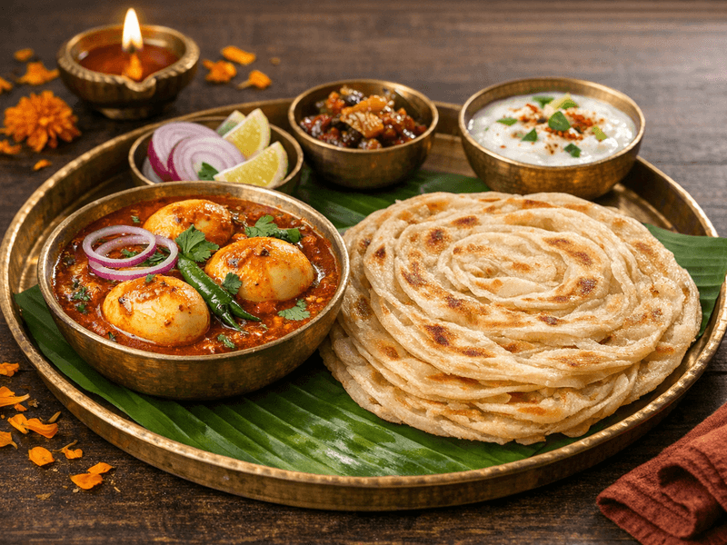 Egg Curry with Parotta