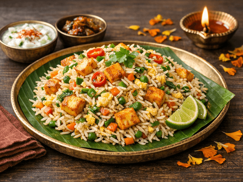 Egg Fried Rice with Paneer