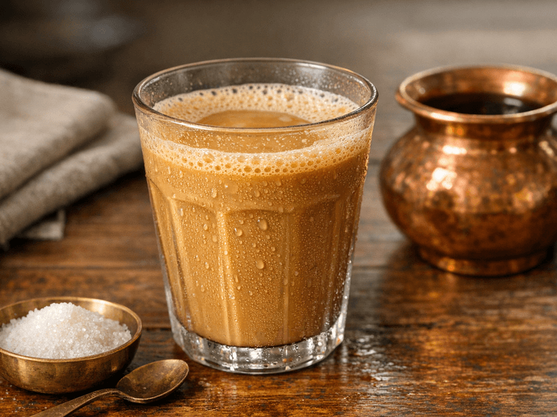 Filter Coffee with Milk and 1 Spoon Sugar