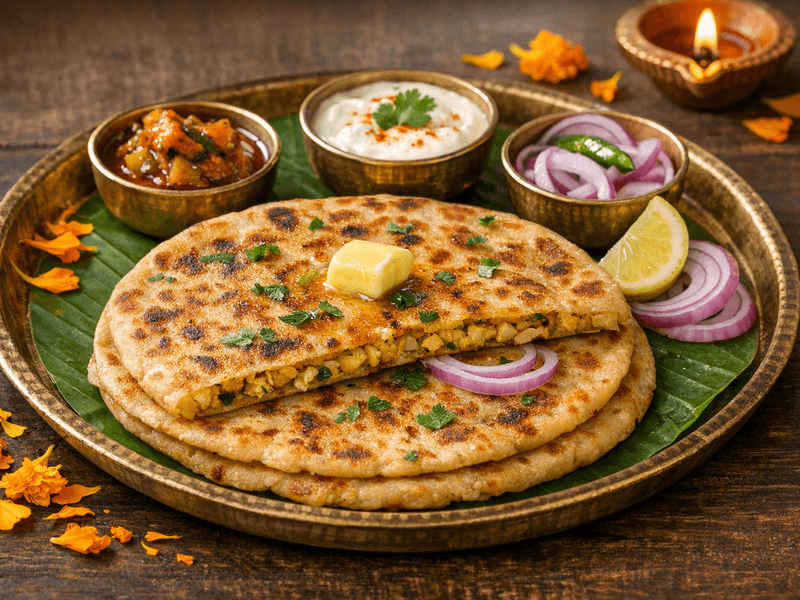 Gobhi Paratha with Pickle