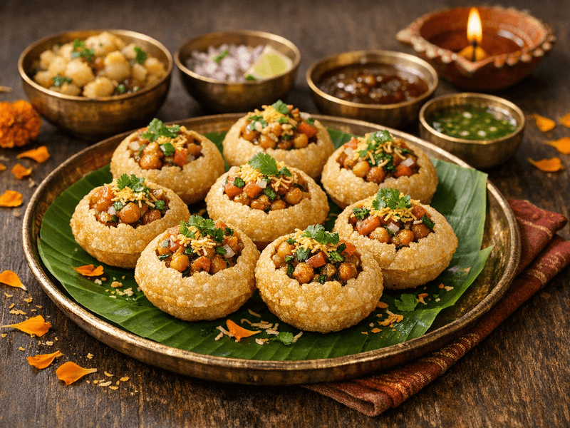 Homemade Golgappe with Chana Filling
