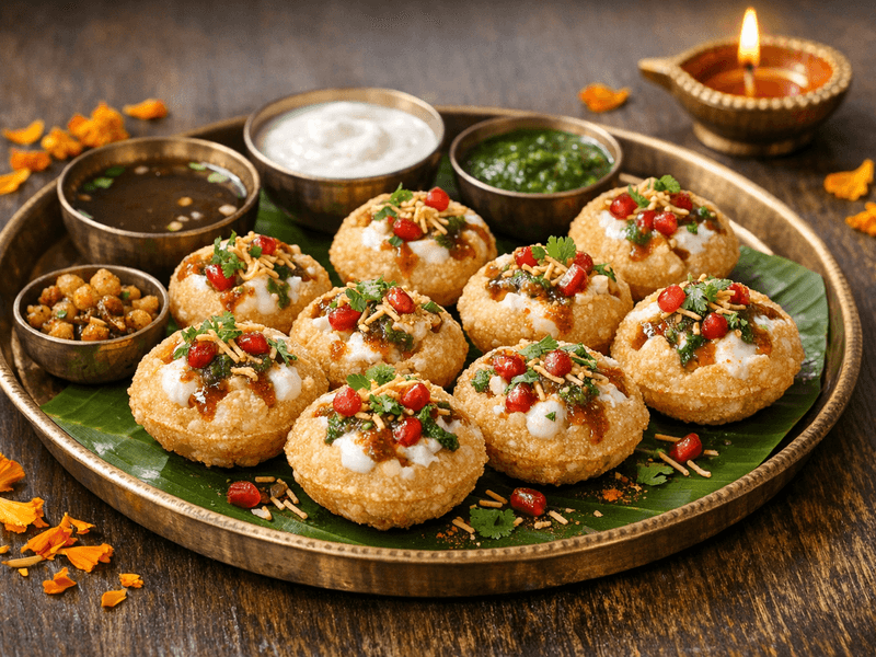 Homemade Golgappe with Dahi