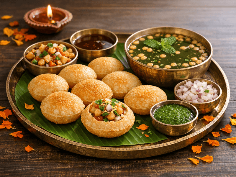 Homemade Golgappe with Meetha Pani