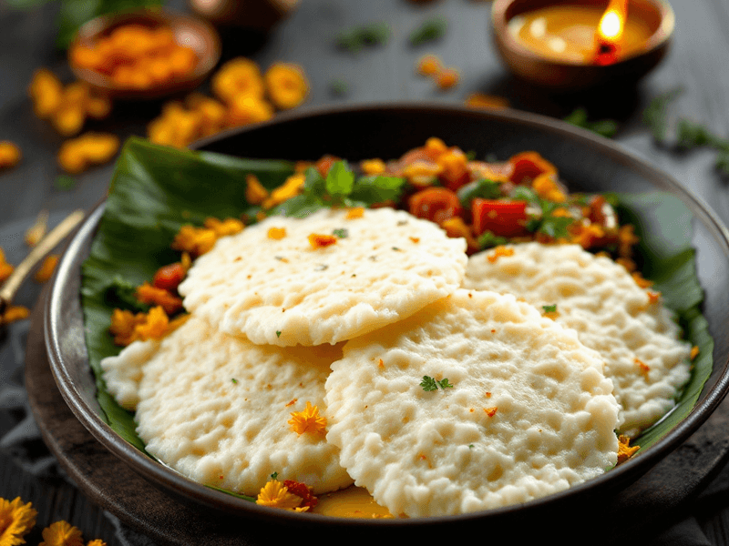 Idly with Coconut Chutney