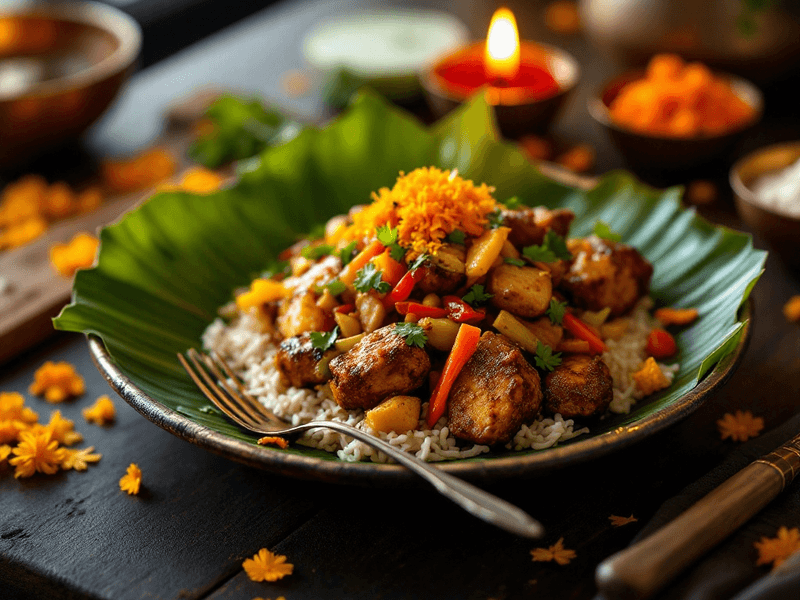 Ikan Bakar with Mixed Vegetables
