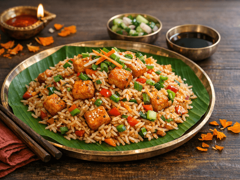 Indo Chinese Fried Rice with Tofu