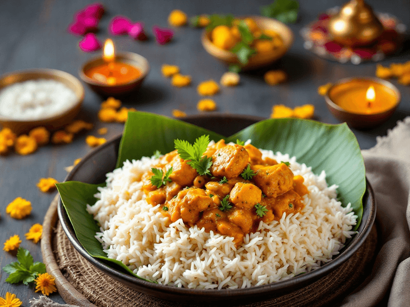 Jeera Rice with Chicken Curry