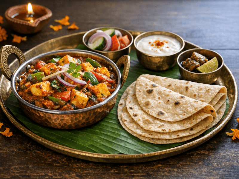 Kadhai Paneer with 3 Chapati