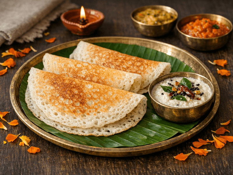 Kerala Dosa with Coconut Chutney